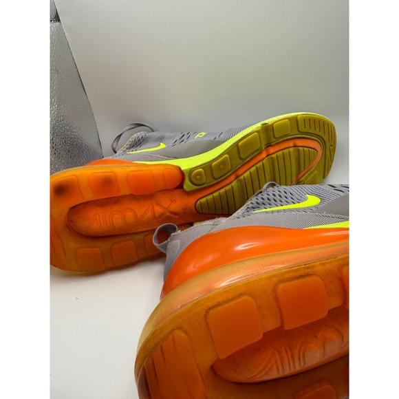 Nike Air Max 270 Grey Neon Orange Running Lifestyle Shoes Mens Size 8 AH8050 012 - Picture 9 of 13